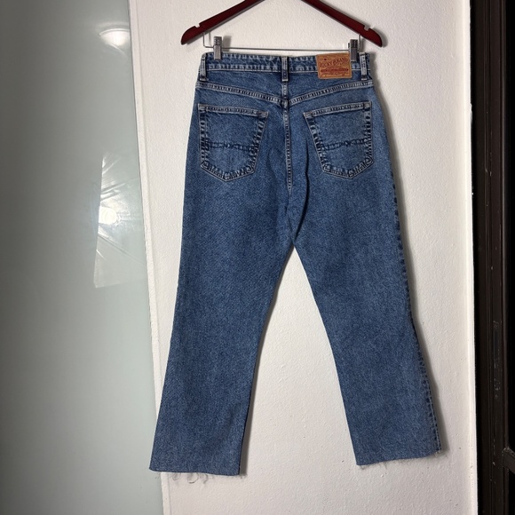 Lucky Brand Embroidered Jeans 8 High Rise Straight Crop Raw Hem Boho Aztec Geo - Picture 9 of 10